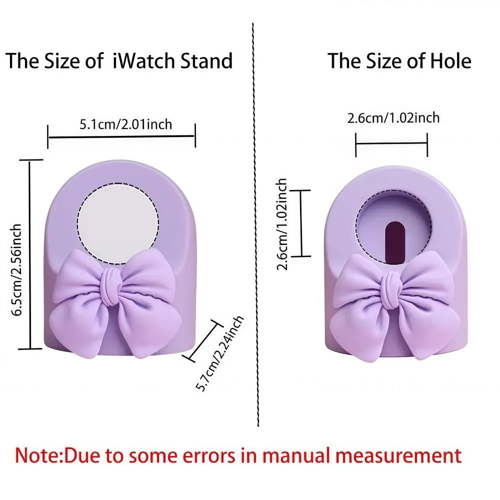 Bow Smart Watch Charger Stand Anti-slip Shockproof Watch Charging Dock Silicone Portable Watch Desktop Stand for Apple Watch