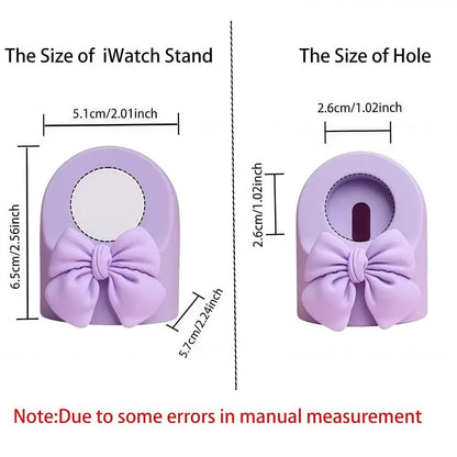 Bow Smart Watch Charger Stand Anti-slip Shockproof Watch Charging Dock Silicone Portable Watch Desktop Stand for Apple Watch