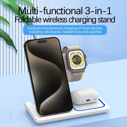 3 In 1 Foldable Fast Wireless Charger Holder Charging Station For iPhone 17 16 15 14 Apple Watch S10/9/8 Airpods 4 Pro 2