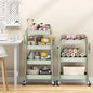 4-Tier Rolling Cart with Pegboard, Metal Storage Organizer with Wheels, Hooks & Bins for Bathroom, Kitchen, Office