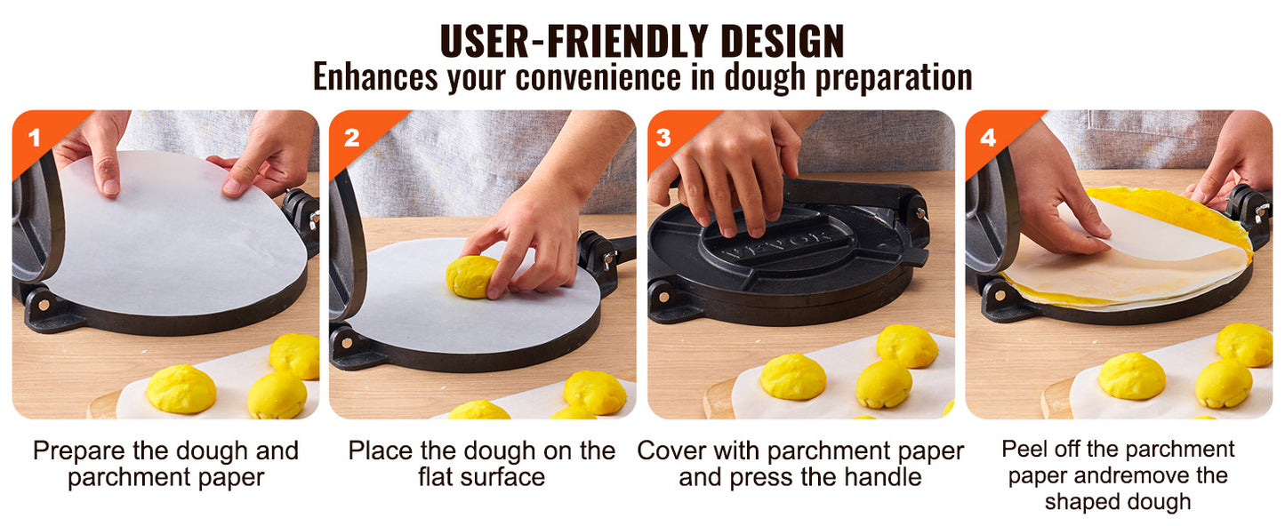 SucceBuy Tortilla PressCast Iron Heavy Duty Tortilladora Press Dough Maker for Flour Tortilla