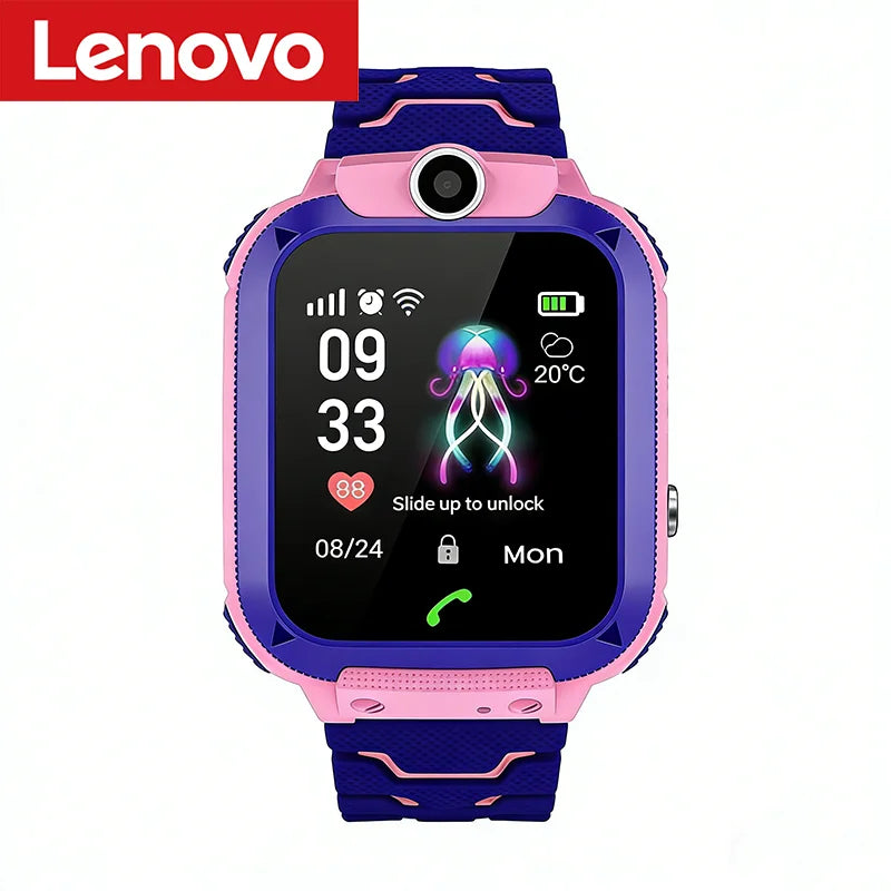Lenovo GPS Tracking Waterproof Watch Mini Smart Children's Watch 4G Sim Card Call Camera Watch Birthday Gift Electronic Clock