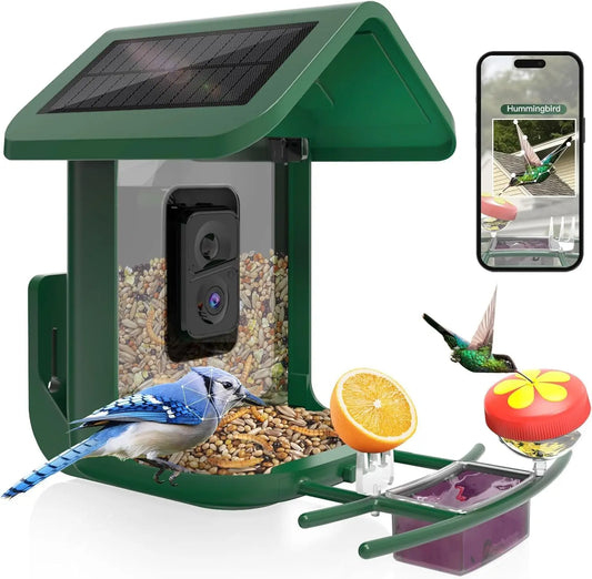 Solar Powered Bird Feeder with 2K Camera: AI Identify, Auto Capture Videos & Pictures, WiFi for Backyard Bird Watching