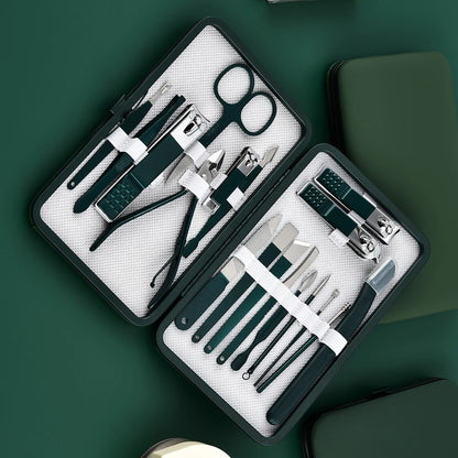 Professional 7-18 Piece Nail Care Kit Stainless Steel Manicure & Pedicure Set with Travel Case for On-the-Go Grooming