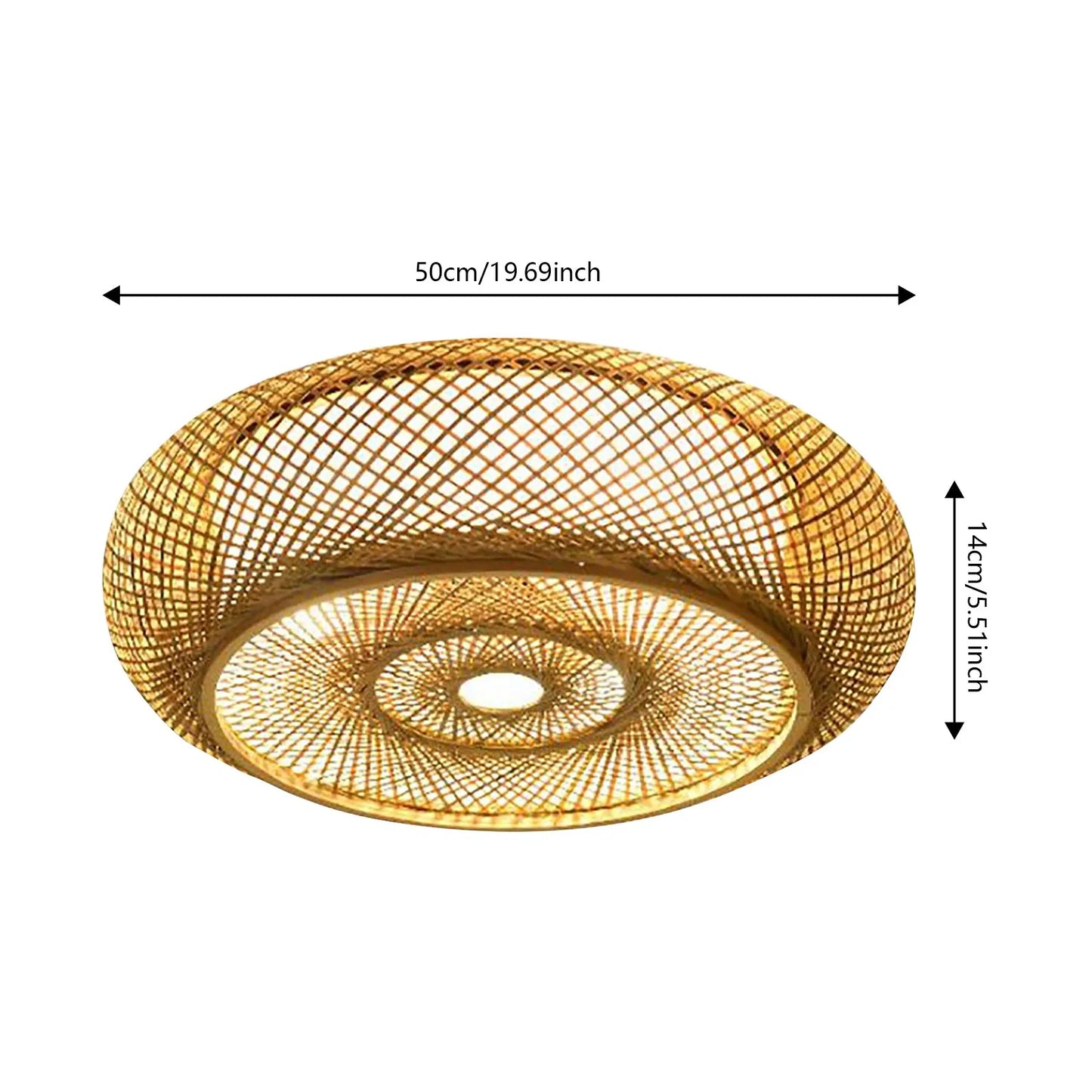 50cm LED Bamboo Woven Ceiling Light 110V E26 Bulb Not Included