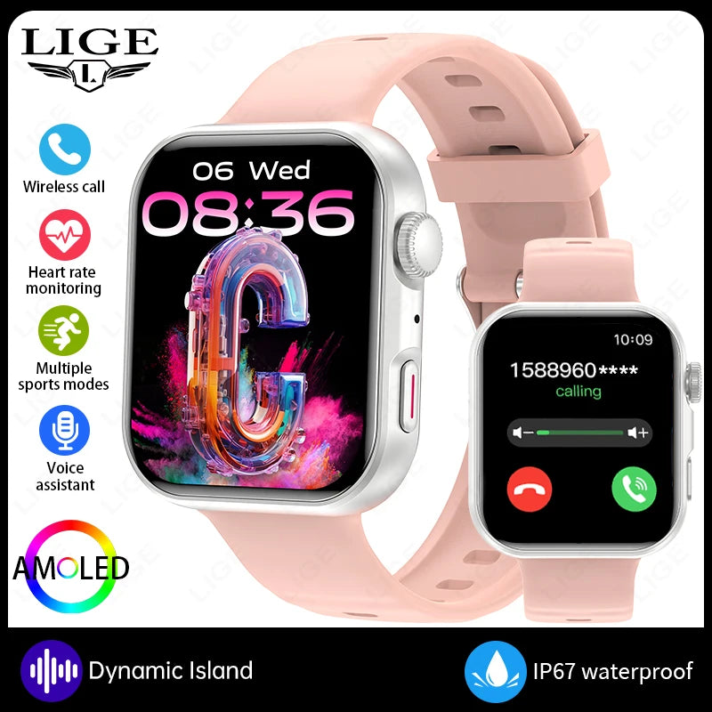 LIGE 1.83" HD Screen Smart Watch For Man Women Bluetooth Call Sports Fitness Heart Rate Blood Oxygen Monitor Men Smartwatch 2026